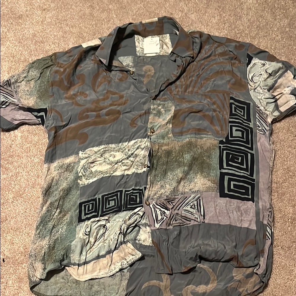 Urban Outfitters Gray and Brown Patterned Shirt